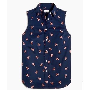 J Crew sleeveless navy lobster button down